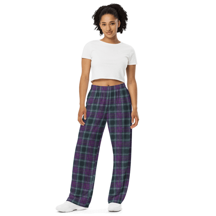 Purple/Green Plaid Wide Leg Pants product image (1)
