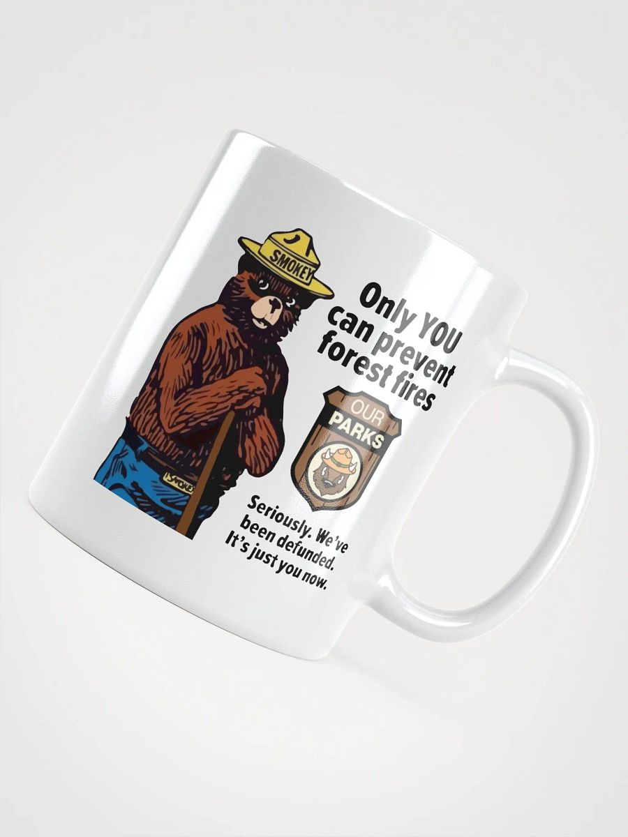 We've been DEFUNDED Smokey Our Parks Bear Coffee Tea Mug 3 SIZES! Ceramic Glossy White Cafe Cup product image (4)