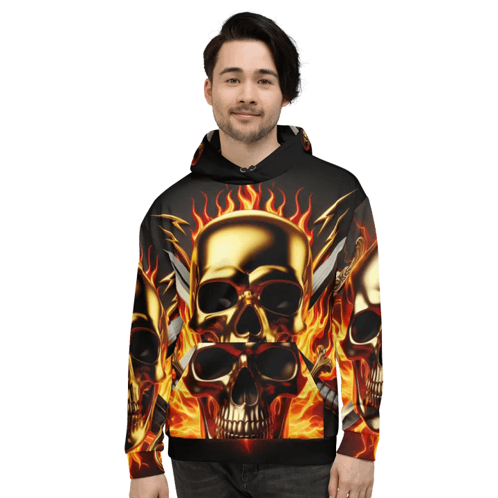Golden Skull & Crossed Swords - Unisex Skull Hoodie #46 product image (2)
