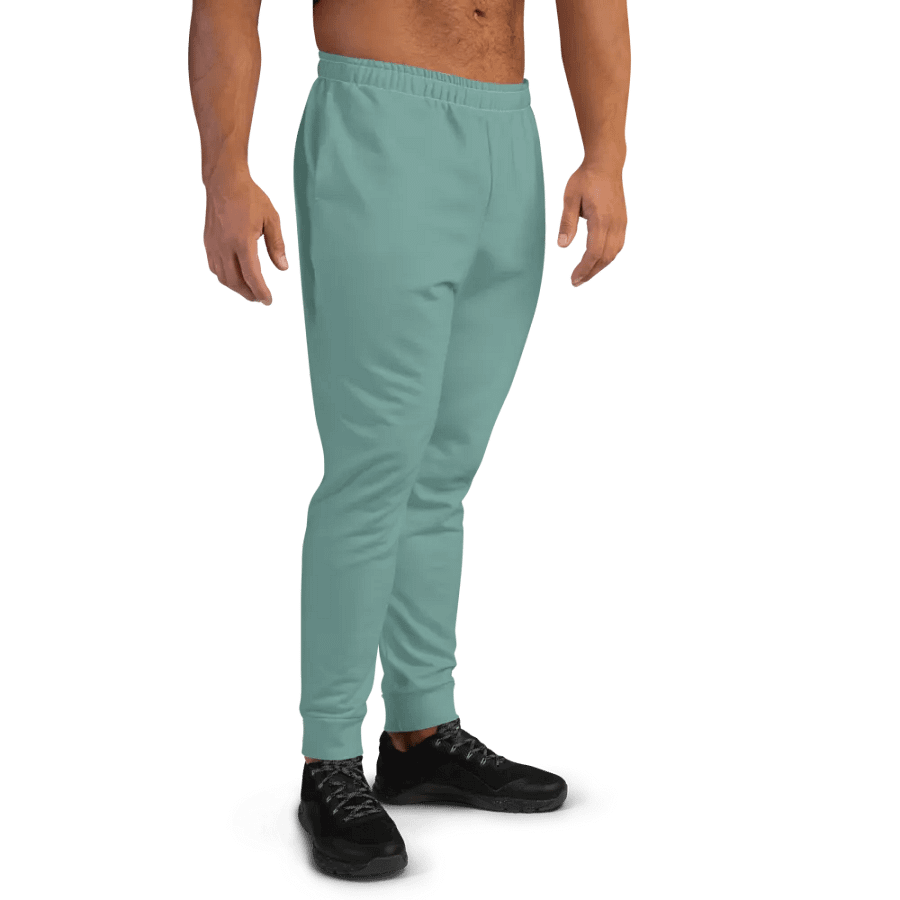 Plain Medium Teal Green Soft Summer Recycled Polyester Premium Men's Joggers by Treasure Pie product image (8)