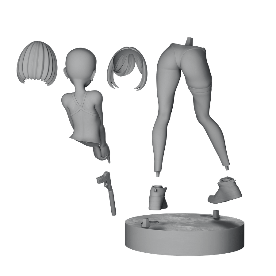 Dinelle w/ silenced pistol figure - Original character printable .STL product image (5)