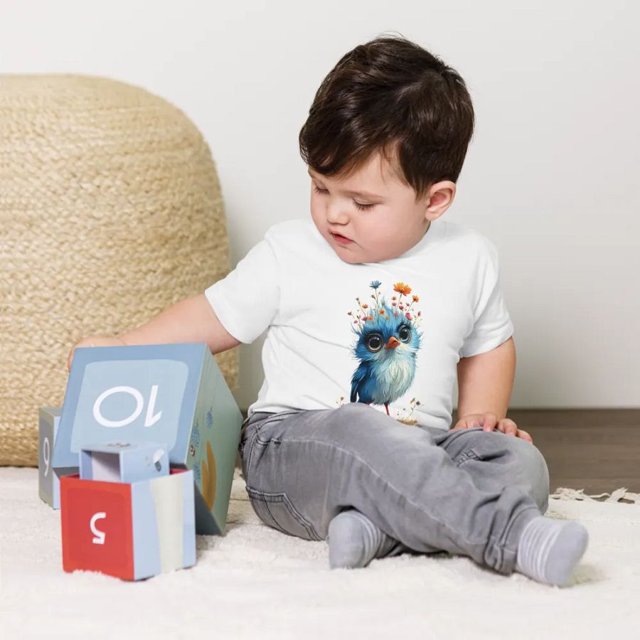 Whimsical Blue Bird Toddler T-Shirt product image (4)