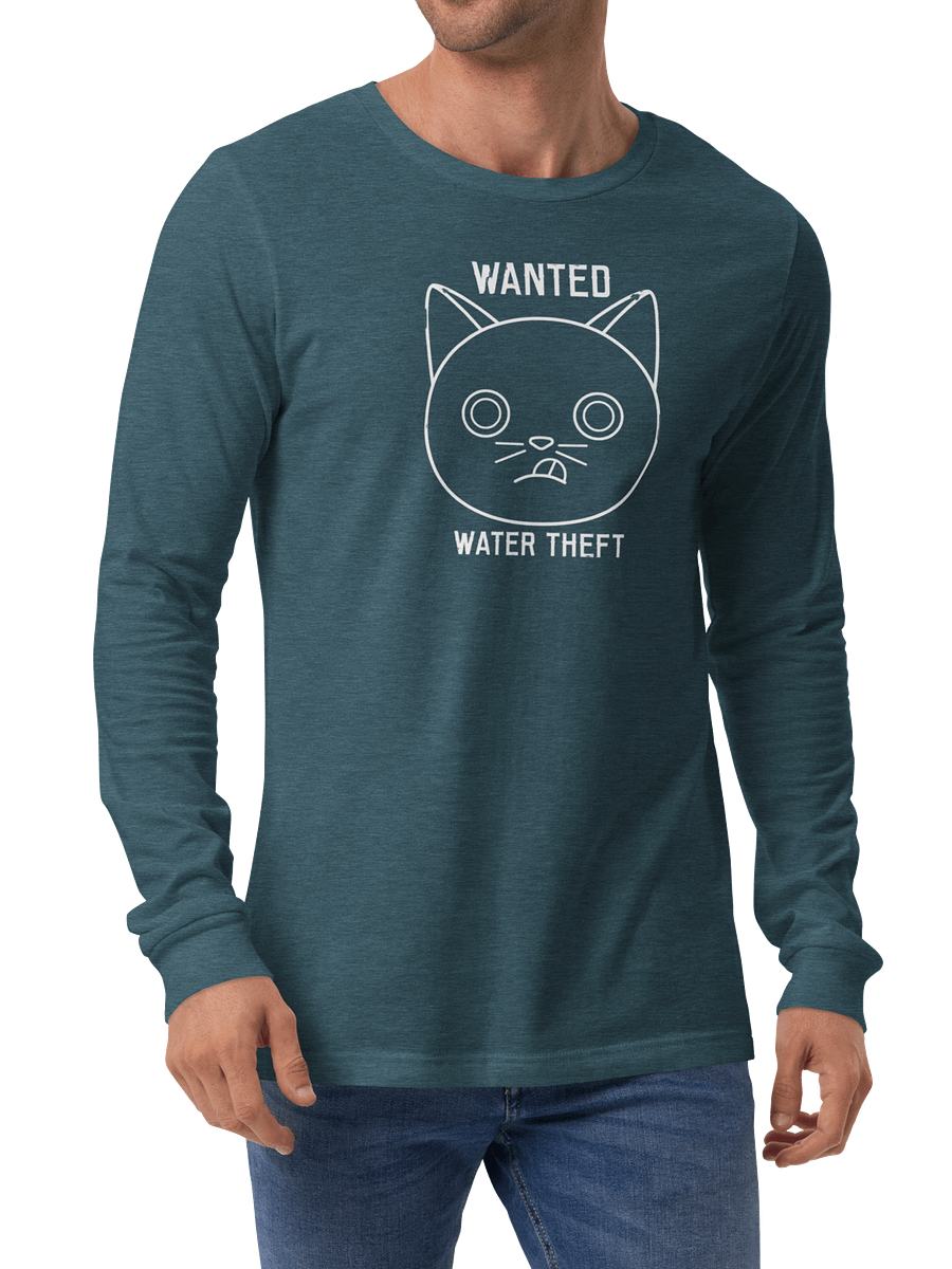 Wanted Unisex Long Sleeve Tee, Water Theft, White Print product image (4)