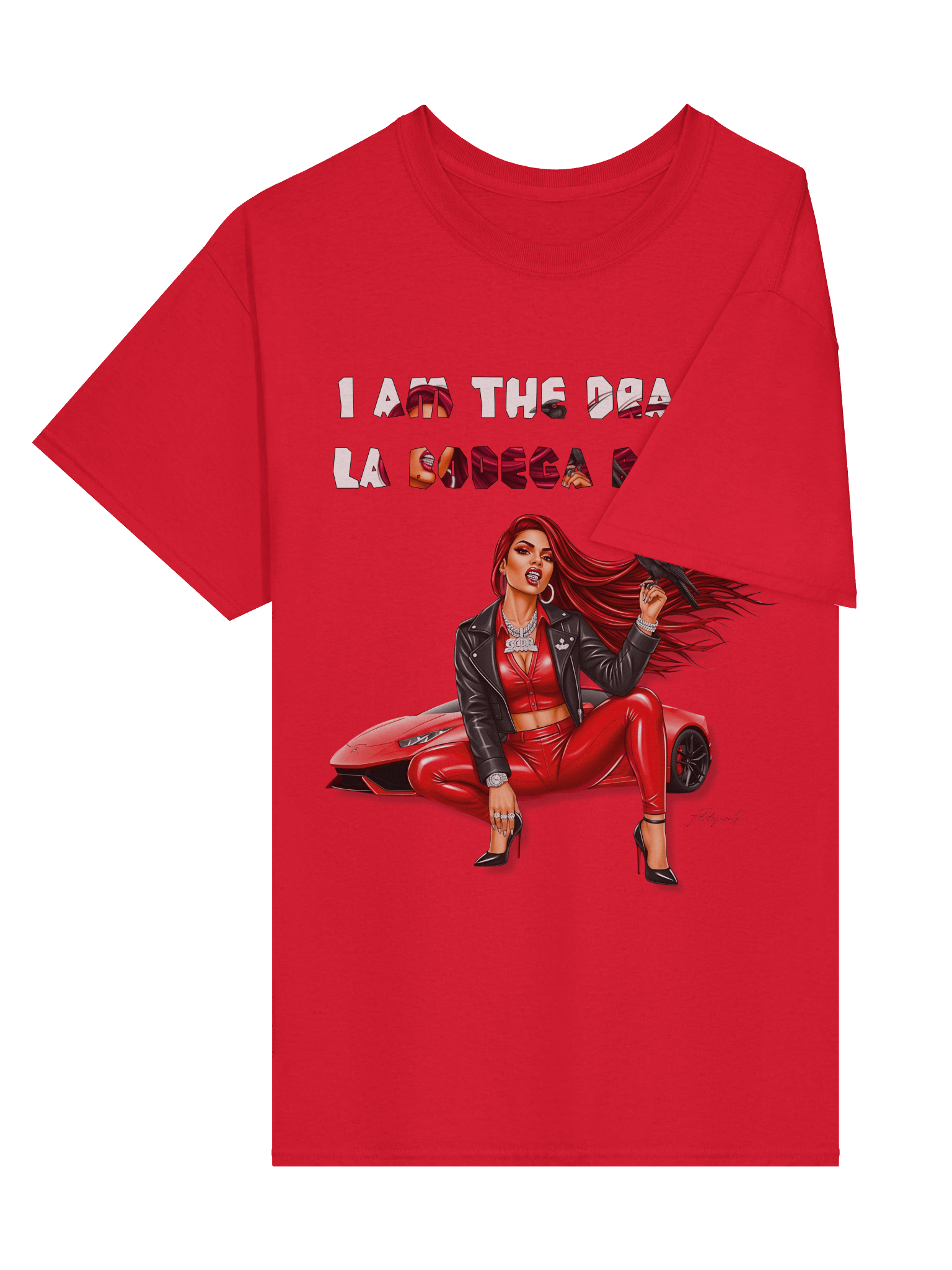 Bodega Baddie Cardi-Inspired Streetwear T-Shirt – Bronx Vibes, Red Lambo, Bold Viral Fashion | Created by Fitzroy Beckford (@fitzroyworld) product image (27)