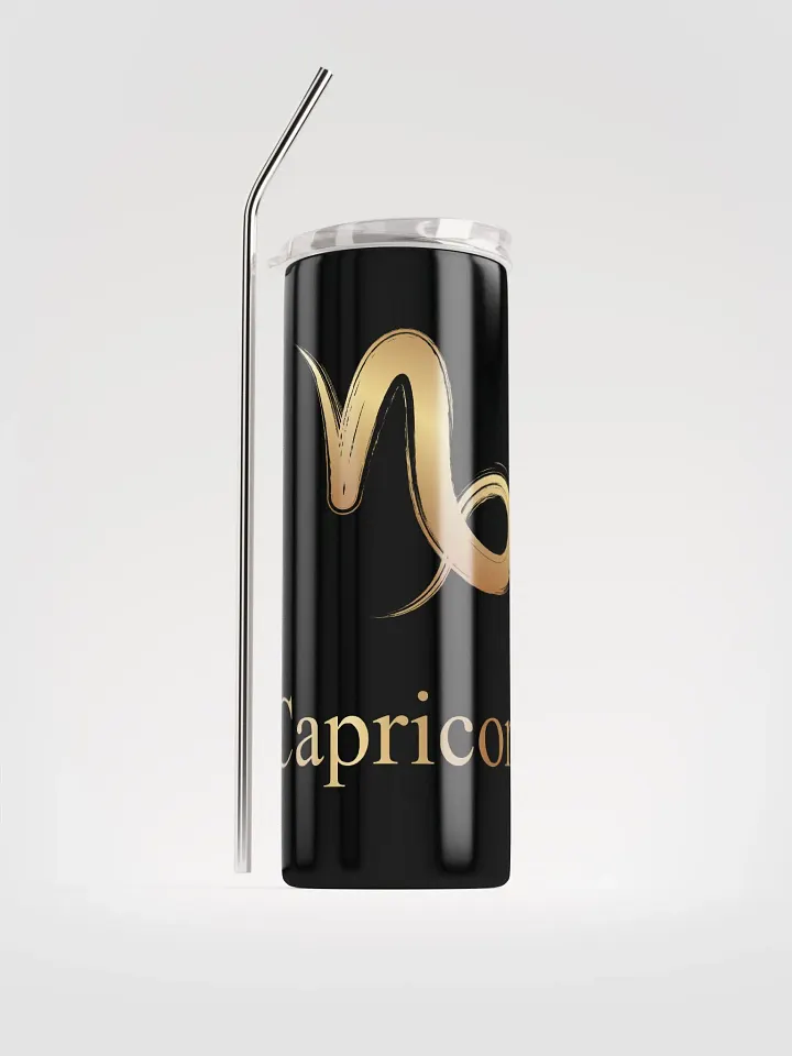 Golden Capricorn Stainless Steel Tumbler: Celestial Elegance in Every Sip! product image (1)