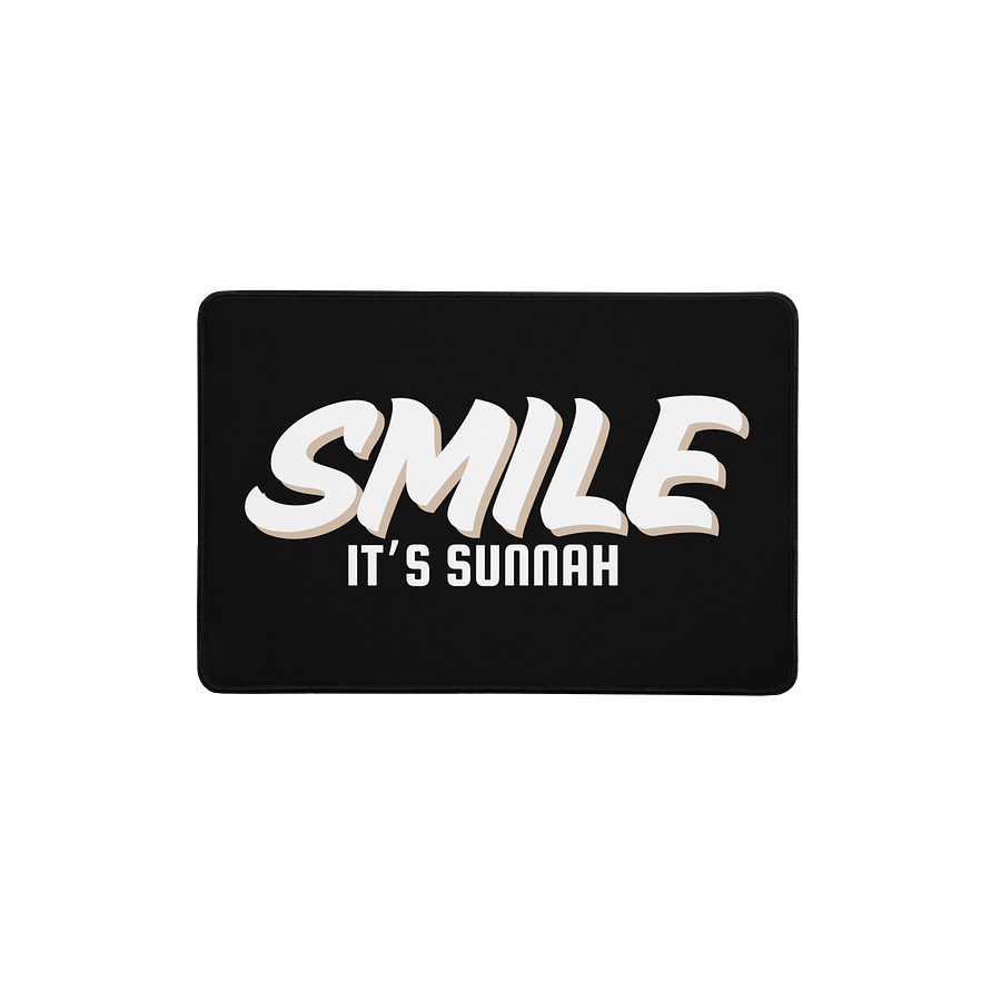 Black "Smile It's Sunnah" Desk Mat in White product image (1)