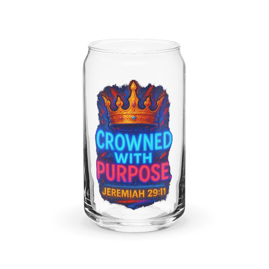 CROWNED WITH PURPOSE — Neon Can-Shaped Glass (Jeremiah 29:11) product image (2)