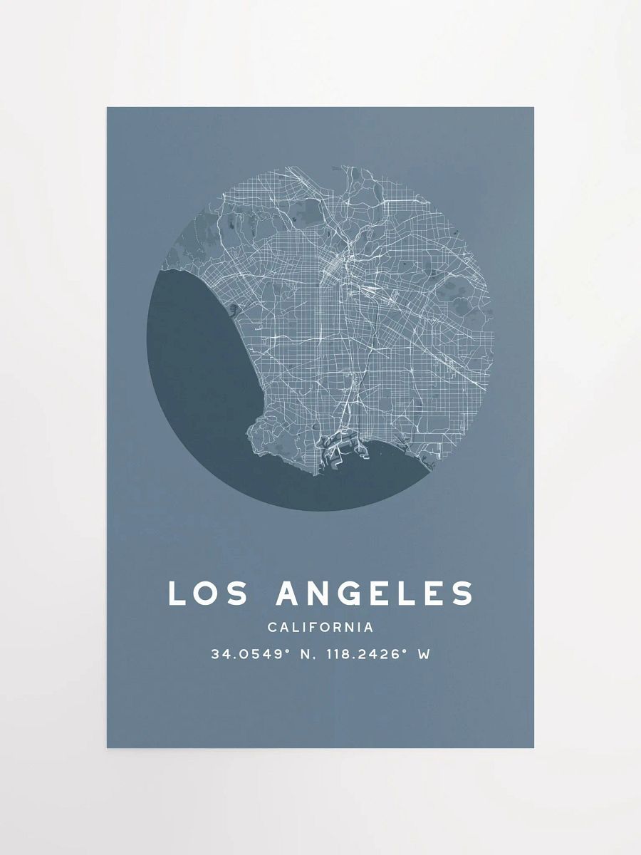 Los Angeles Street Map Poster – Blue Minimalist Circular City Art product image (4)