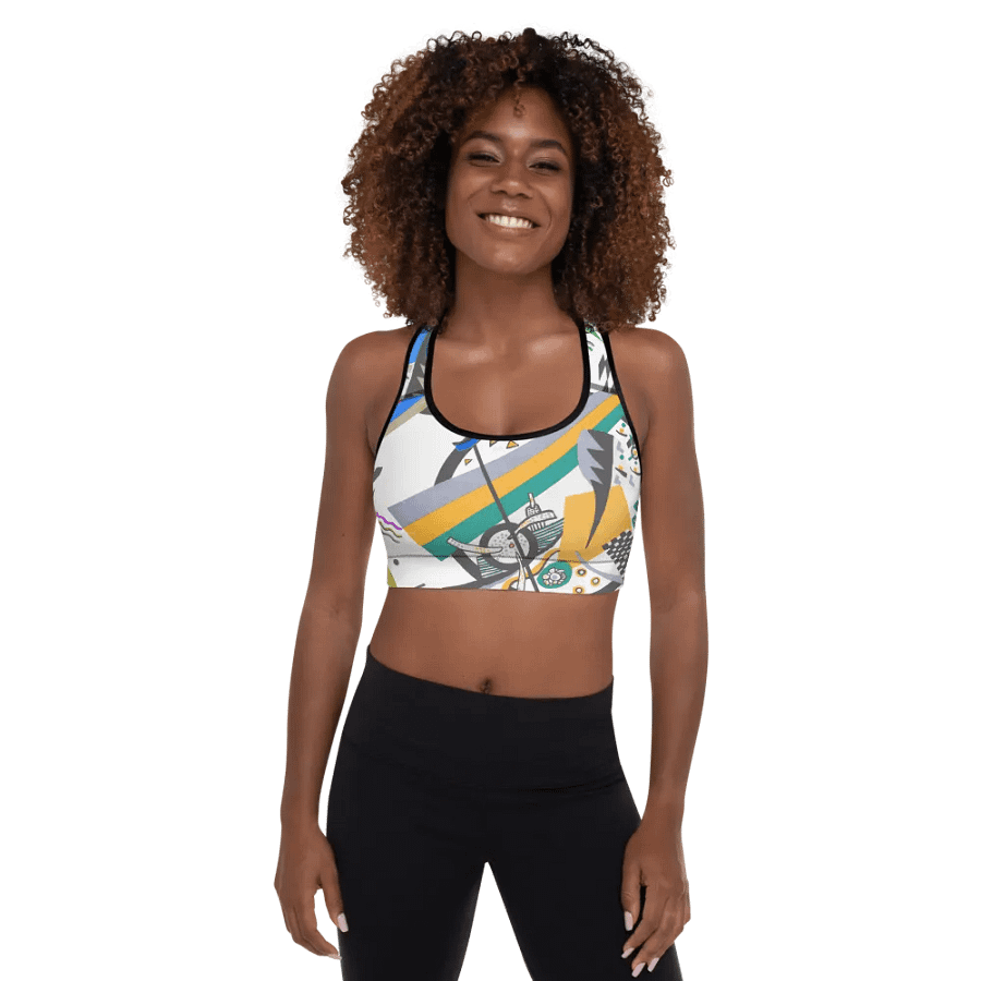 Abstract Lithographic Pattern Design Padded Sports Bra - V4 product image (7)