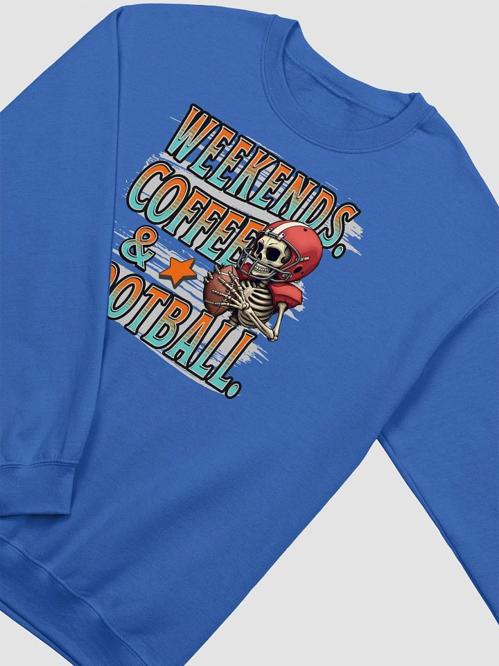 Weekends Coffee And Football Skeleton Warrior Crewneck Sweatshirt product image (2)