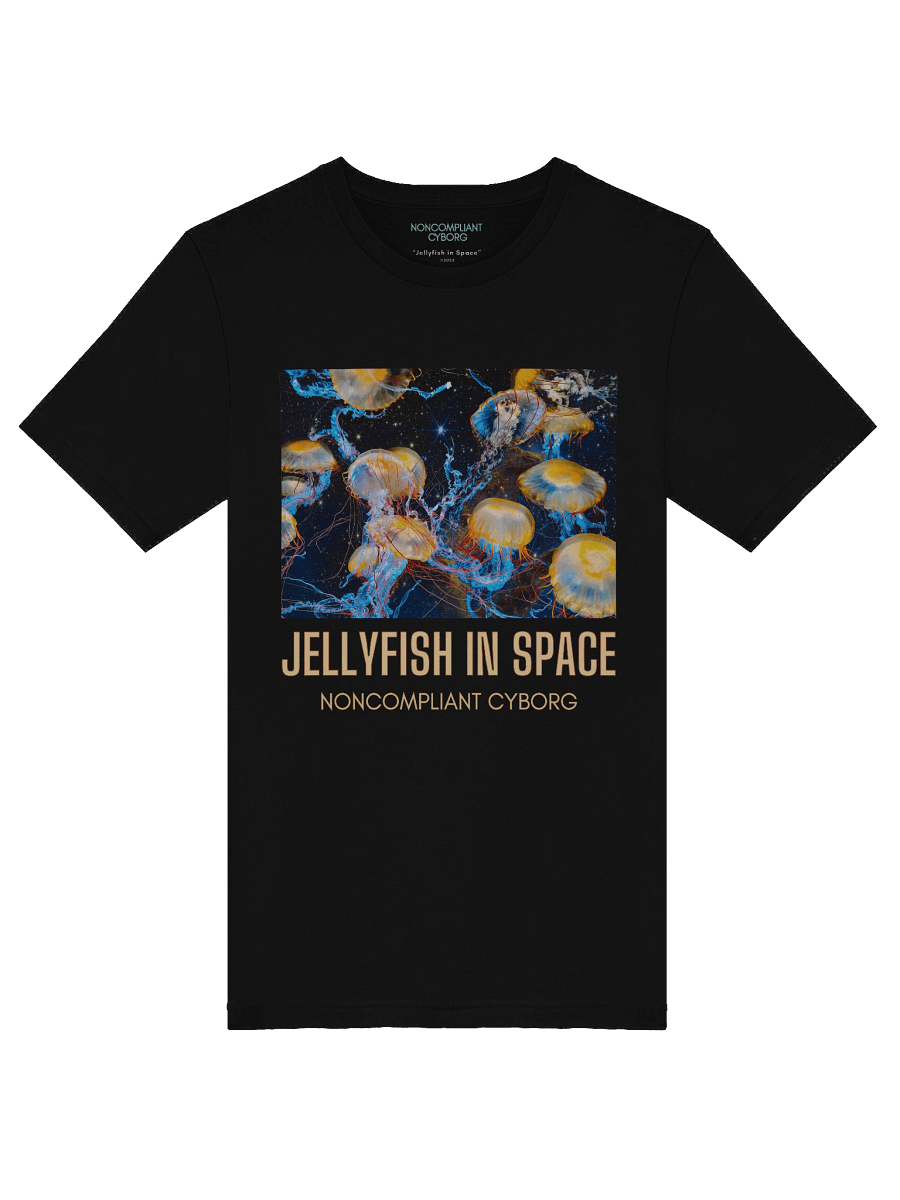 Jellyfish in Space with text Black T-Shirt product image (5)