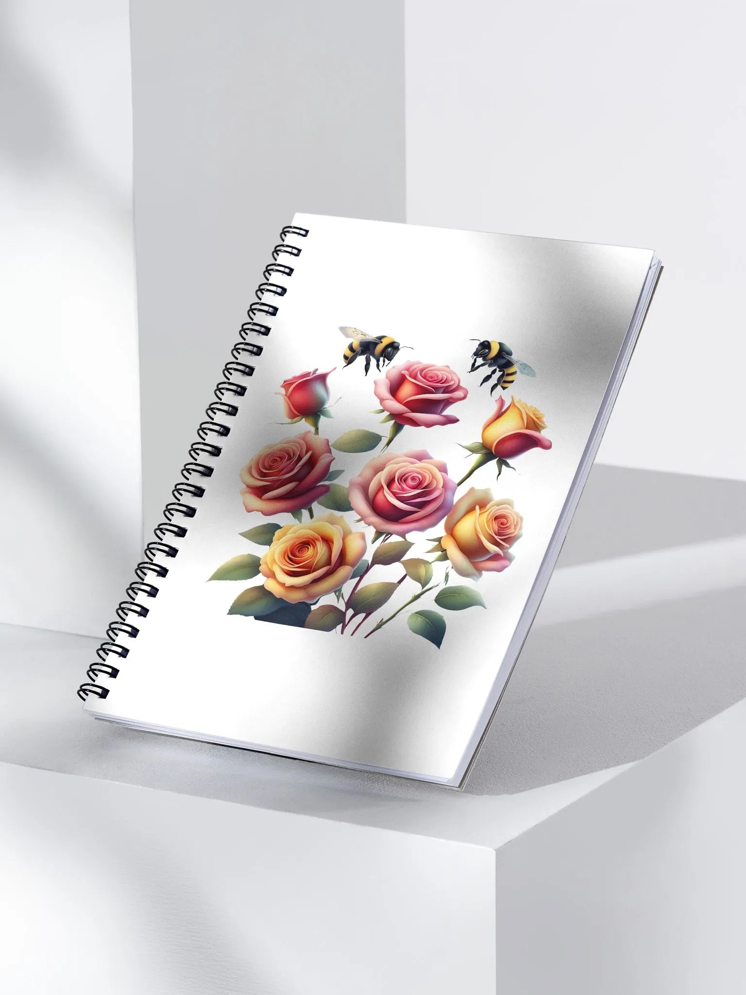Honey Bees and Roses Graphical Design Spiral Notebook product image (1)