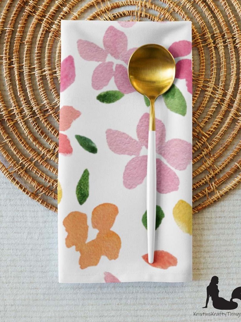 Spring Flowers on White Cloth Napkin Set of 4 product image (10)