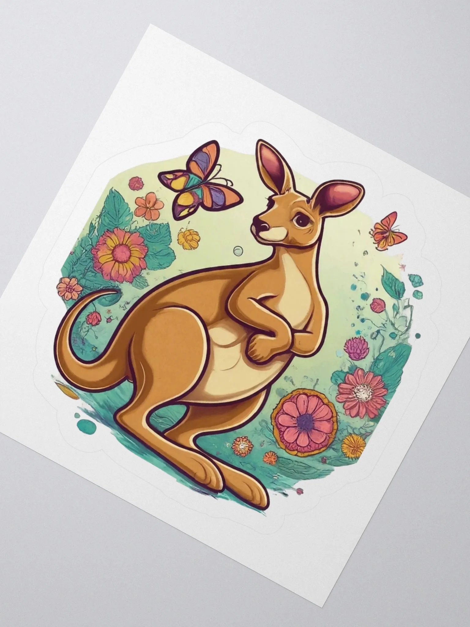 Kangaroo and Butterflies Kiss Cut Stickers product image (6)