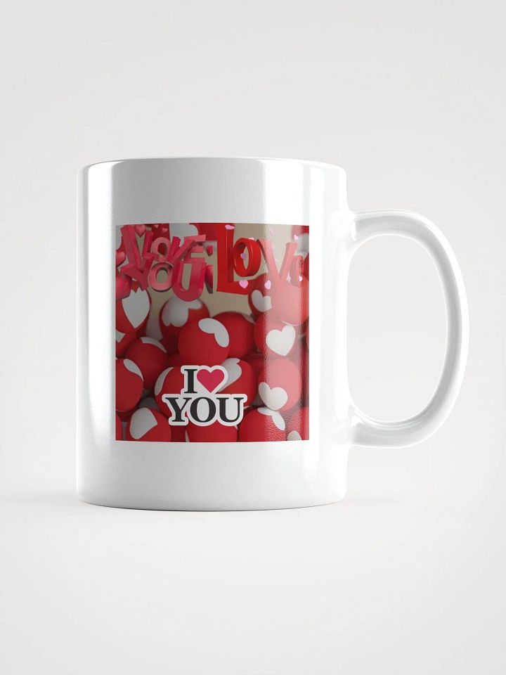 White Glossy Mug Hearts product image (1)