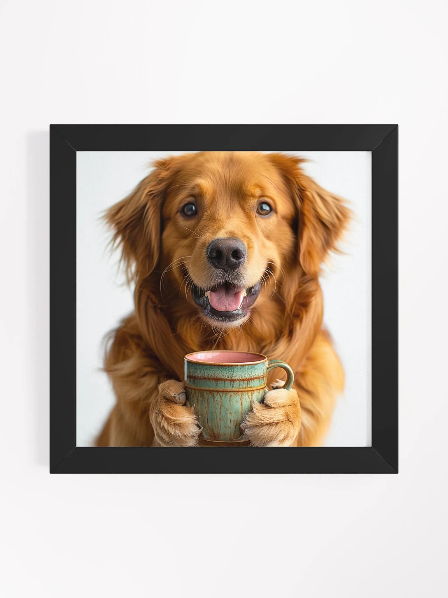 Coffee Lover Cute Golden Retriever Dog Wall Art product image (1)