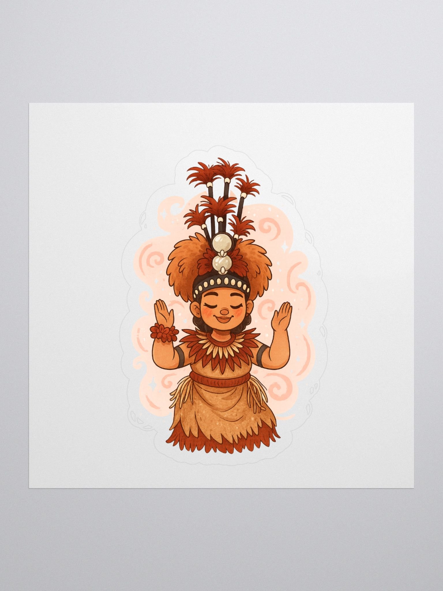 Samoan Taupou Kiss-Cut Sticker – Polynesian Island Girl in Traditional Dress | Cultural Fa’aSamoa Decal by ASP Apparel product image (1)