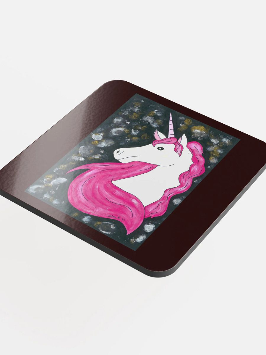 Unicorn - (art by Dina R.) - acrylic painting picture - Glossed Cork Coaster product image (4)