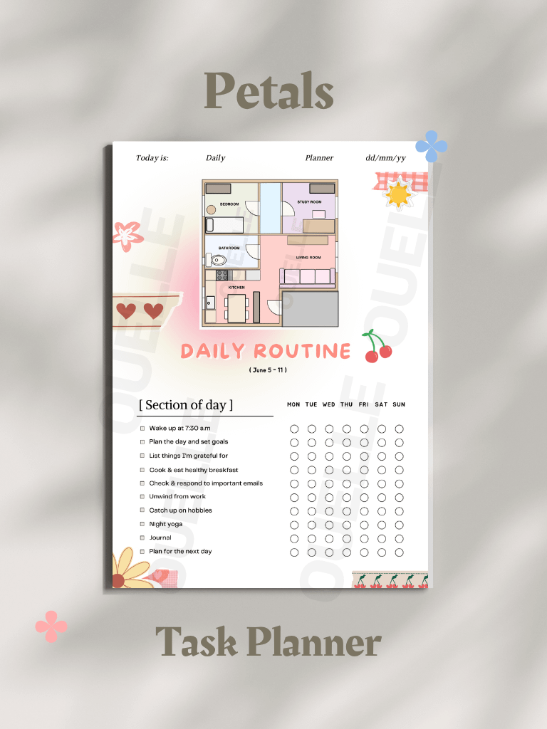 Petals style - Routine Blueprint: Automate Your Habits - Daily Task Planner (PDF & Template) product image (1)