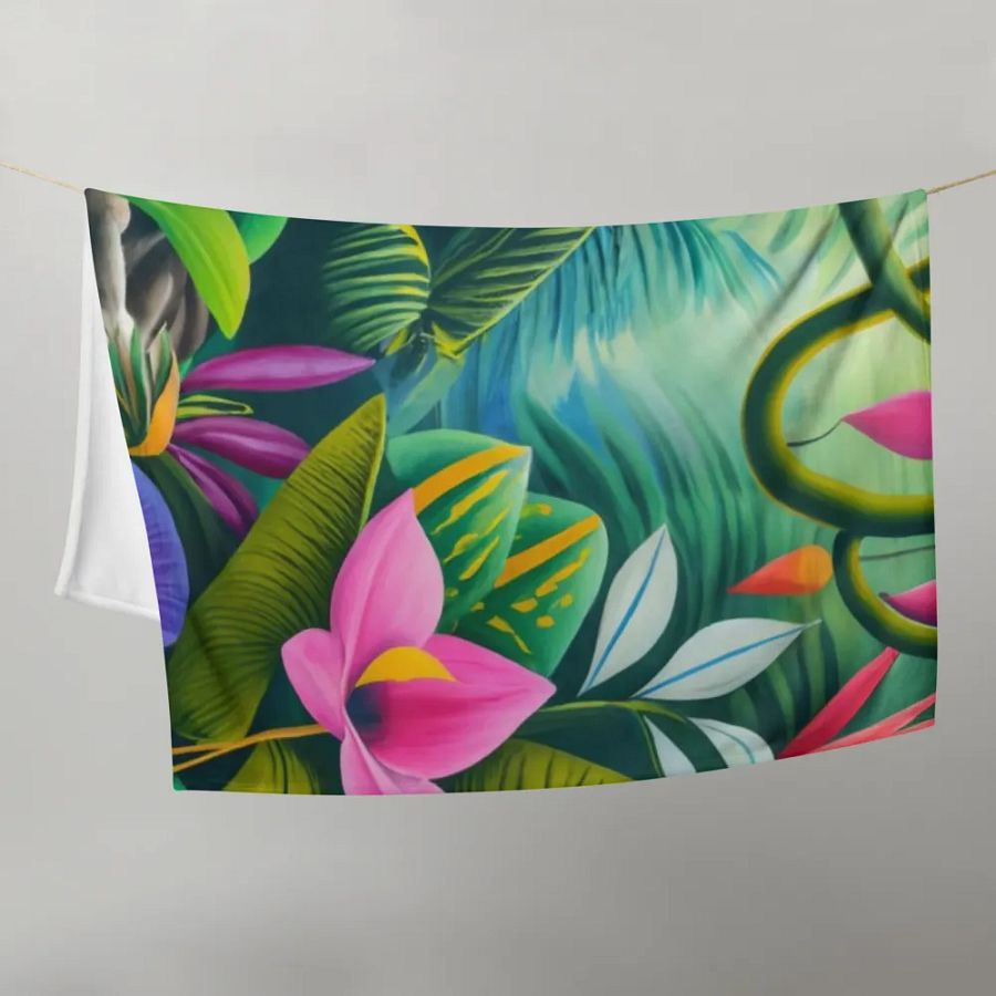 Exotic Jungle Foliage Throw Blanket product image (10)