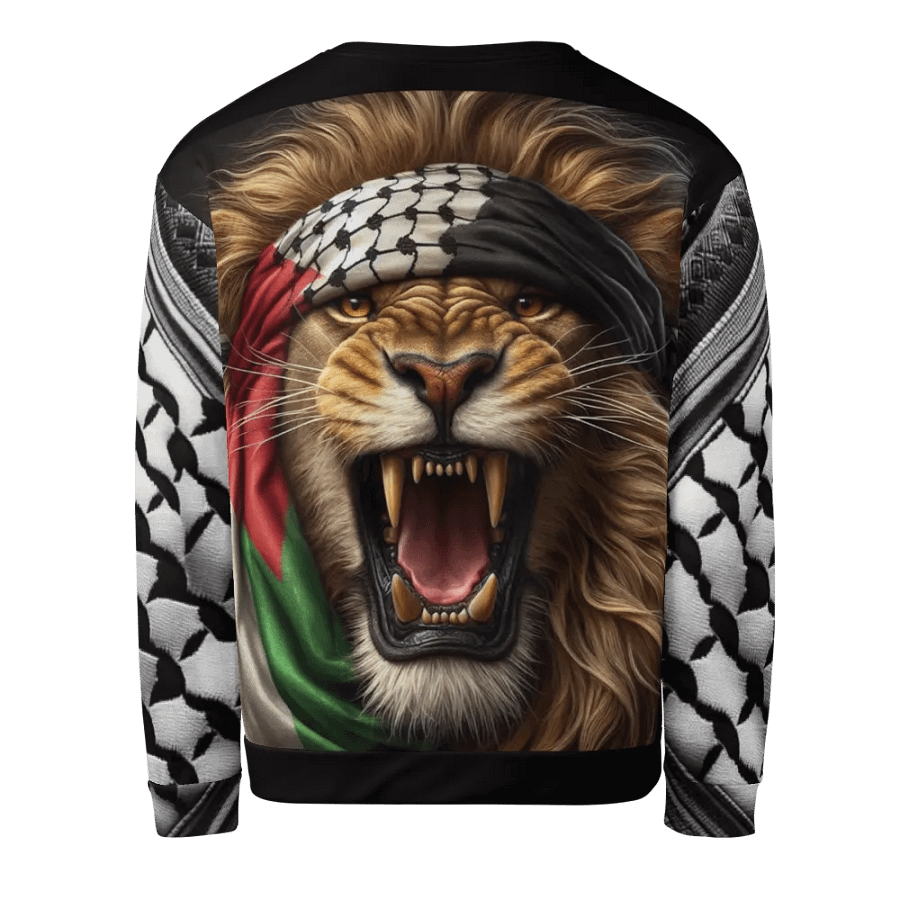 Roaring Lion All-Over Print Sweatshirt | AI Design Free Palestina product image (2)