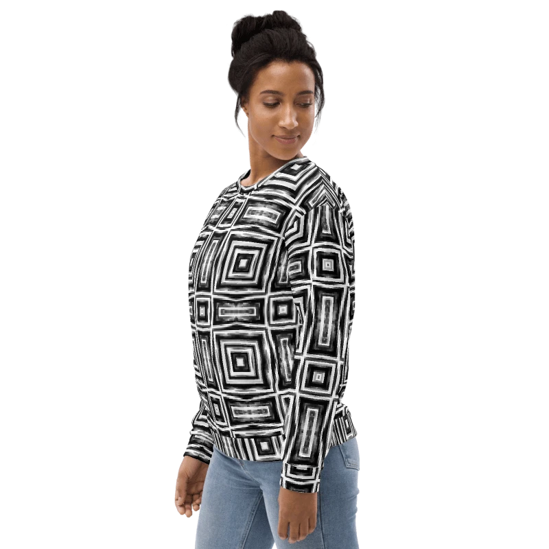 Abstract Monochrome Repeating Pattern Unisex All Over Print Sweatshirt product image (18)