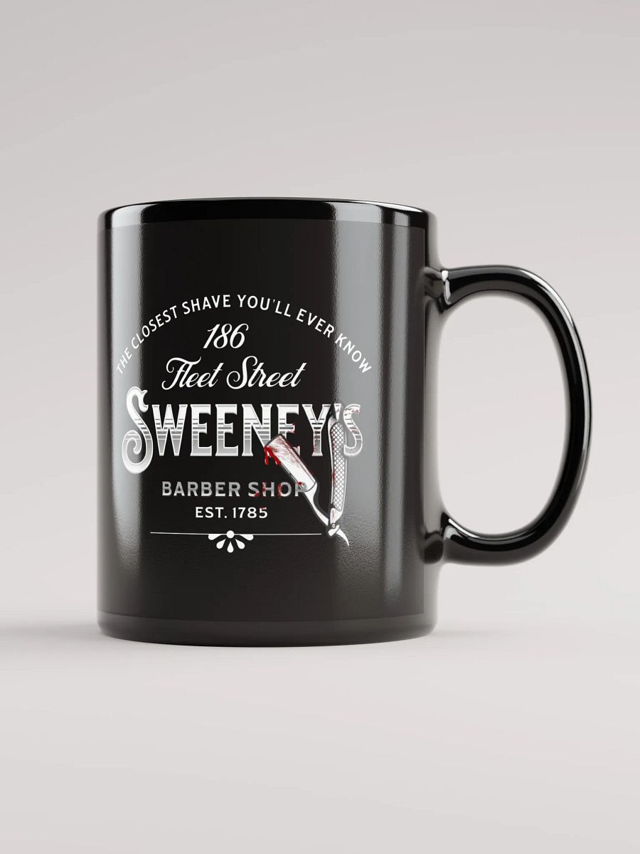 Sweeney Todd Barber Shop Mug – Black Glossy Horror Musical Coffee Cup product image (2)
