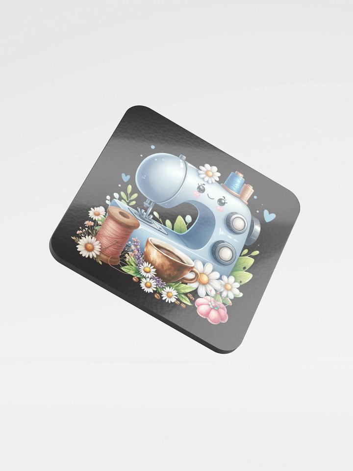 Whimsical Sew It Goes Sewing Machine Cork Coaster product image (2)