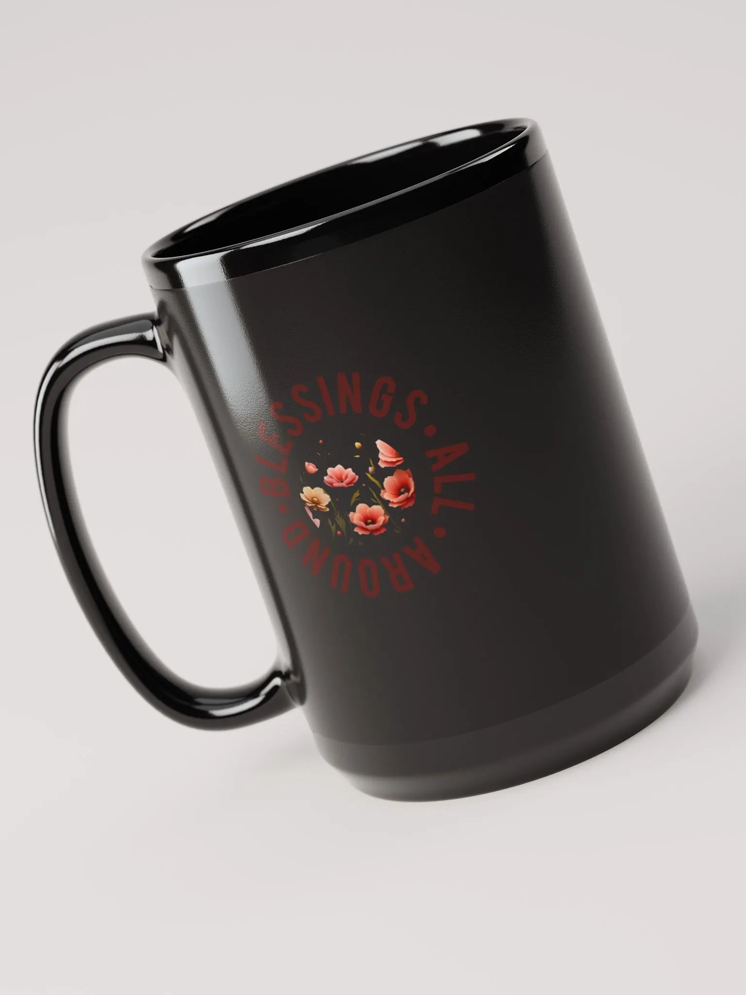 Floral Harmony Black Glossy Mug product image (3)