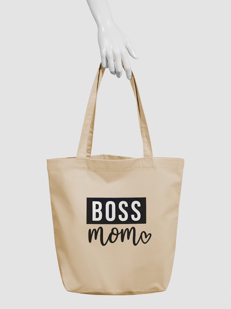 Boss Mom Tote Bag – Empowering Monochrome Design with Heart Detail product image (3)