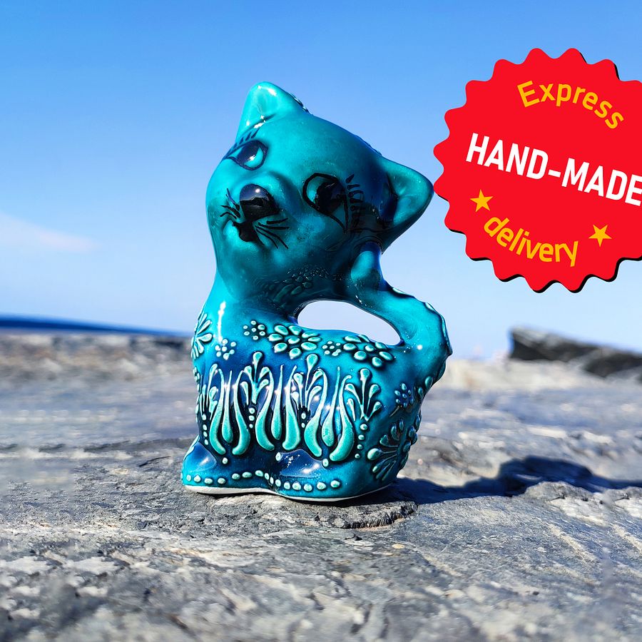 Handmade Ceramic Cat – Unique Turkish Decor for Home and Gifts — handmade pottery, handmade ceramic, handmade gift, Turkish ceramic product image (3)