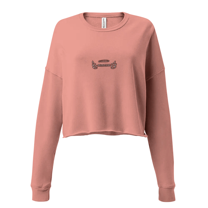 ANGELIC (maroon & white thread) embroidered fleece crop crew product image (24)