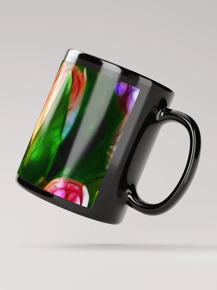 Abstract Pink Tulips Black Coffee Mug product image (4)
