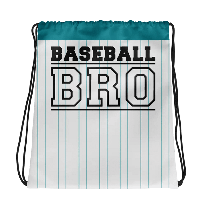 "Baseball Bro" Teal Stripe Drawstring Bag product image (1)