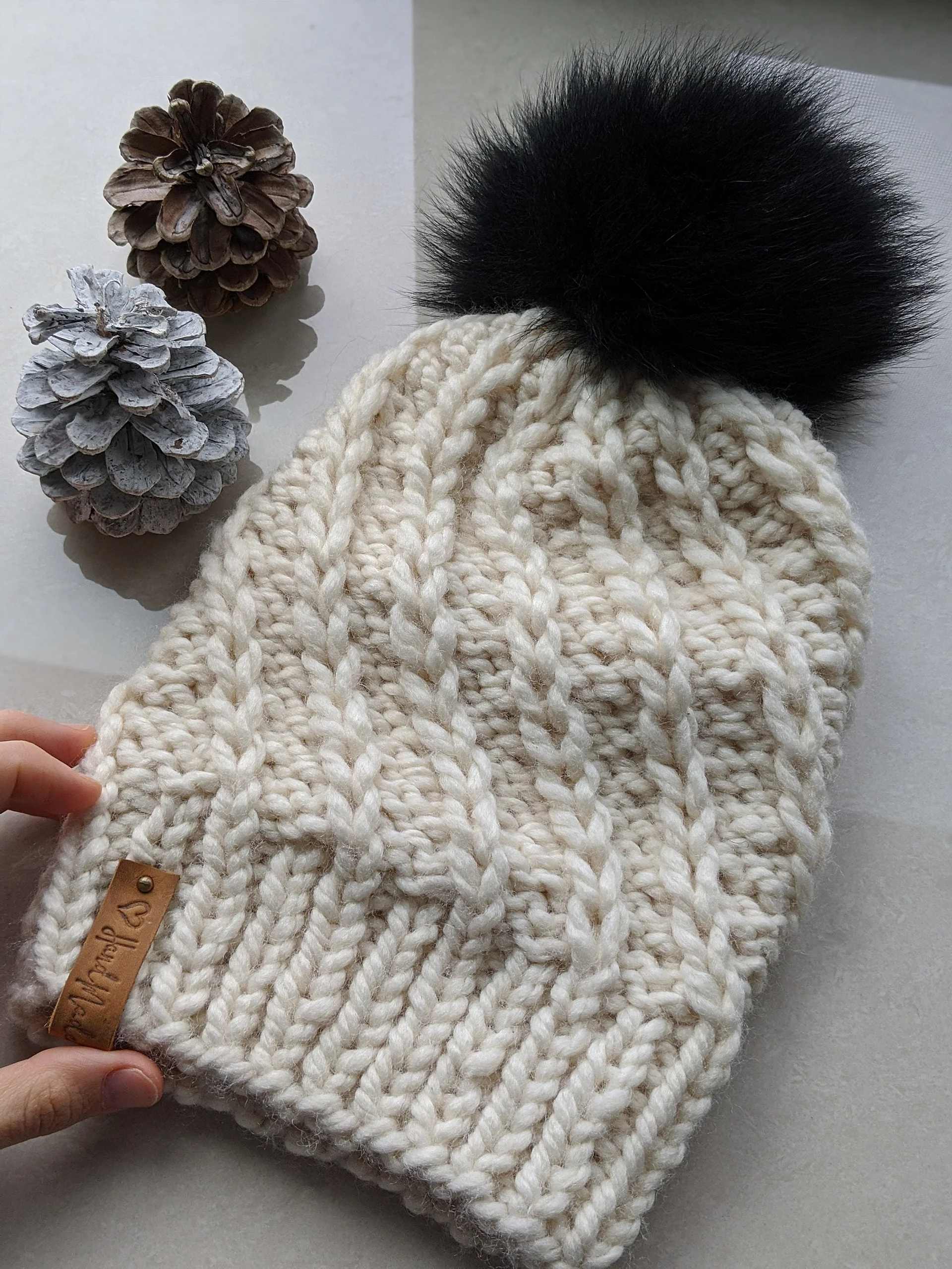Latte Cable Knit Winter Hat Pattern product image (5)