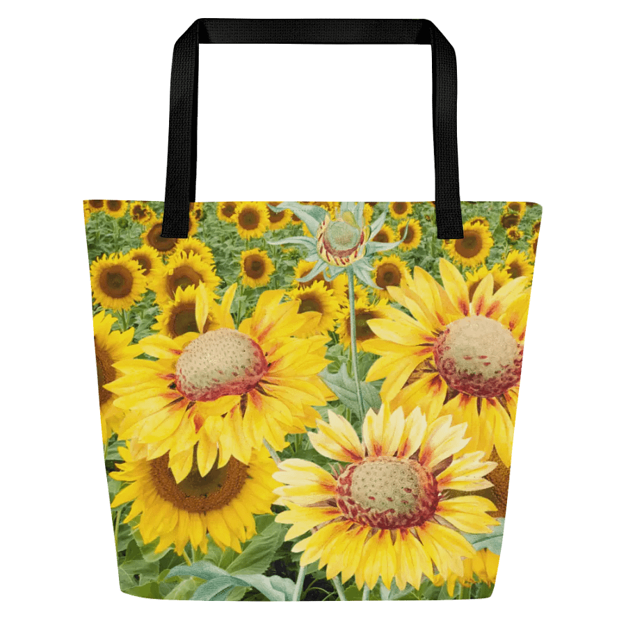 Big printed tote bag with summer yellows in sunflower design product image (3)