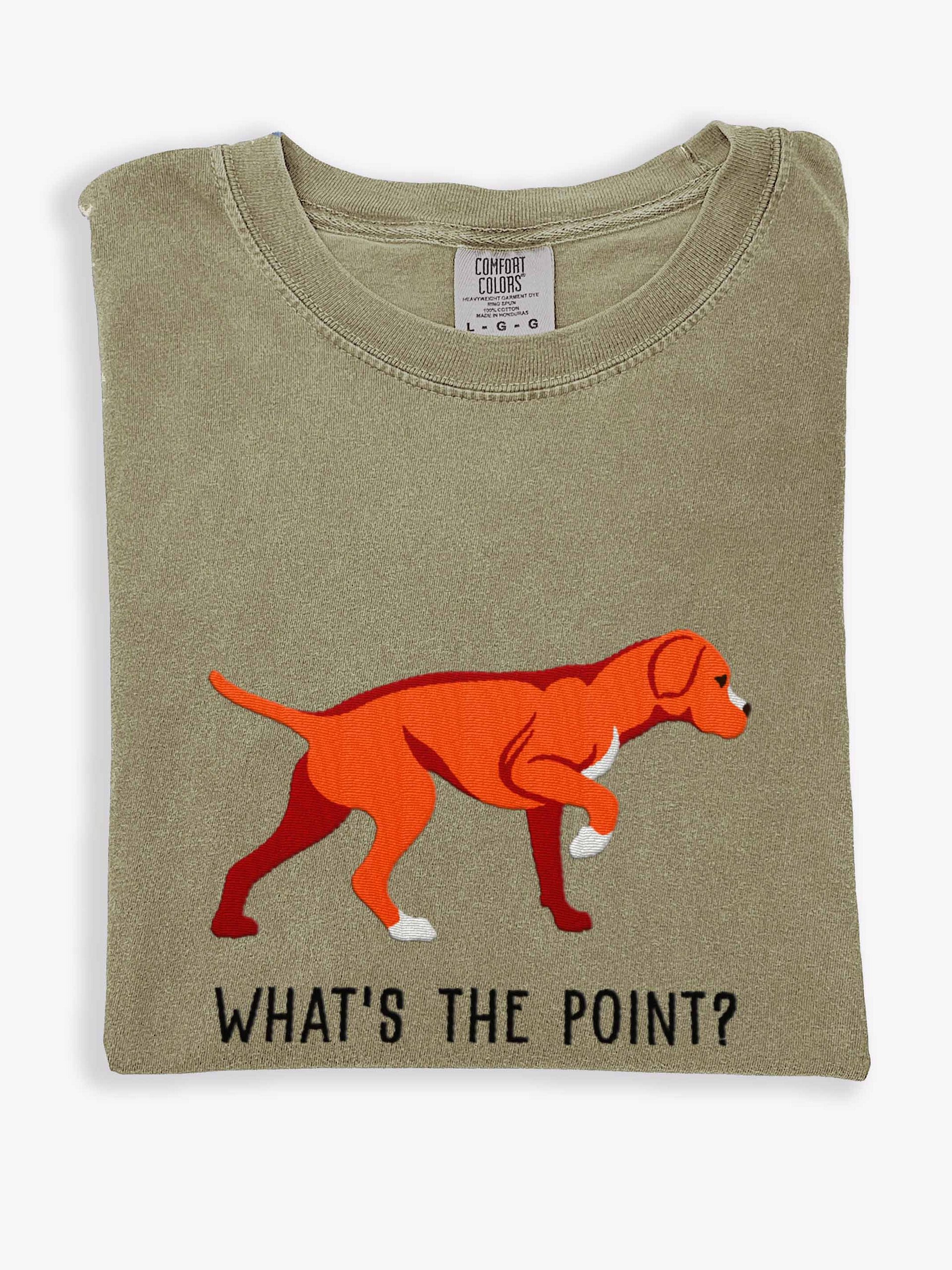 What's the Point? T-Shirt(Embroidered) of a Portuguese Pointer(Red) product image (1)