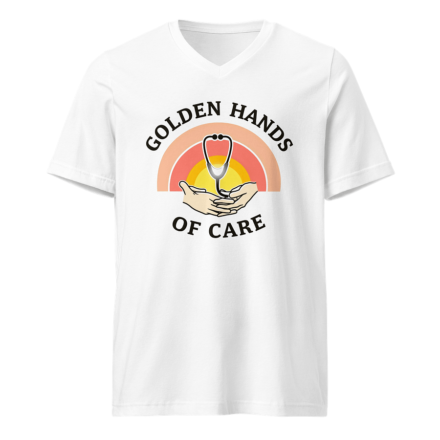Golden Hands of Care Rainbow Logo V-Neck Tee product image (1)