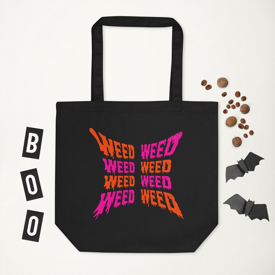 Weird Weed Butterfly Bag, 420 Stoner Pink Orange Organic Cotton Tote product image (3)