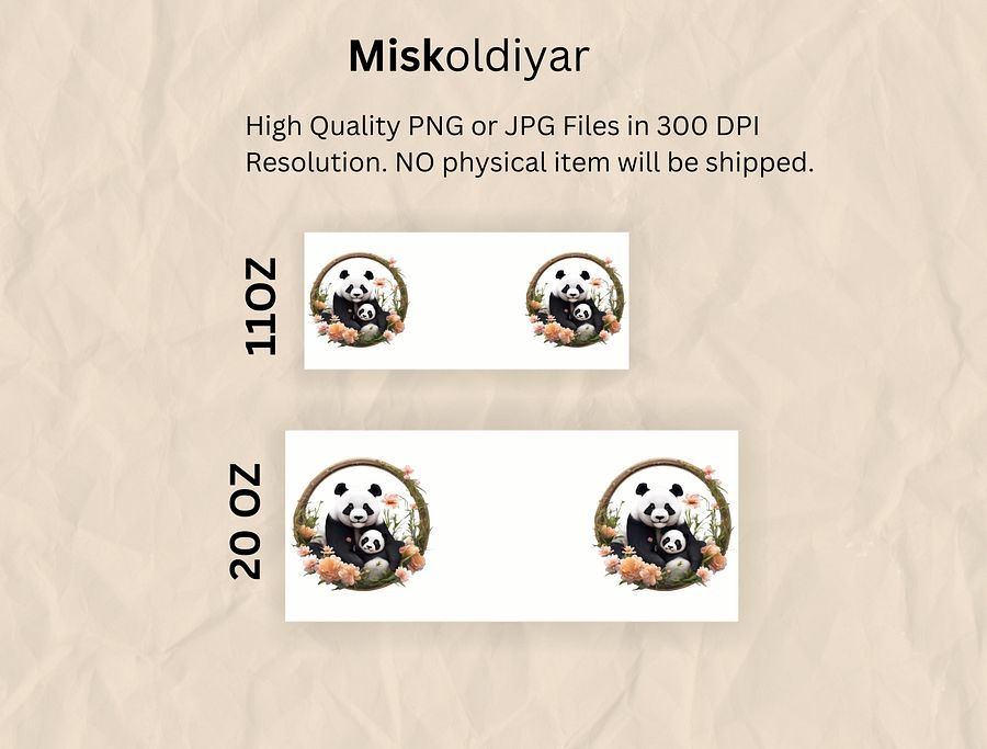 Cute Panda Mug Sublimation Design, 11oz & 20oz Mug Template, Mug Wrap Template PNG, Digital Download product image (3)