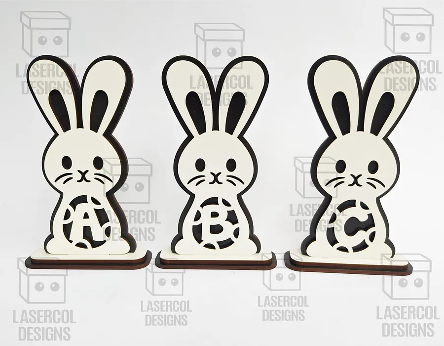 Easter Bunny Monogram Set 1 (3 Sizes) - Laser Cut Files product image (6)