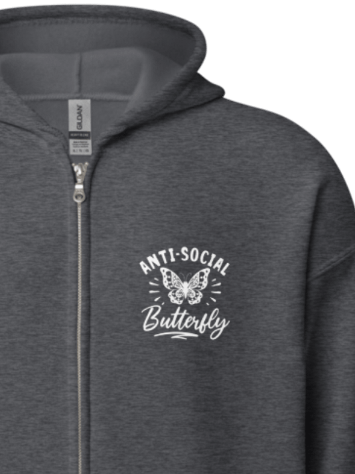 Subtle Anti-Social Butterfly Zip Up Hoodie (Front Only) product image (1)