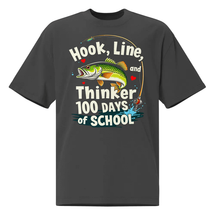 100 Days of School Fishing Faded T-Shirt product image (1)