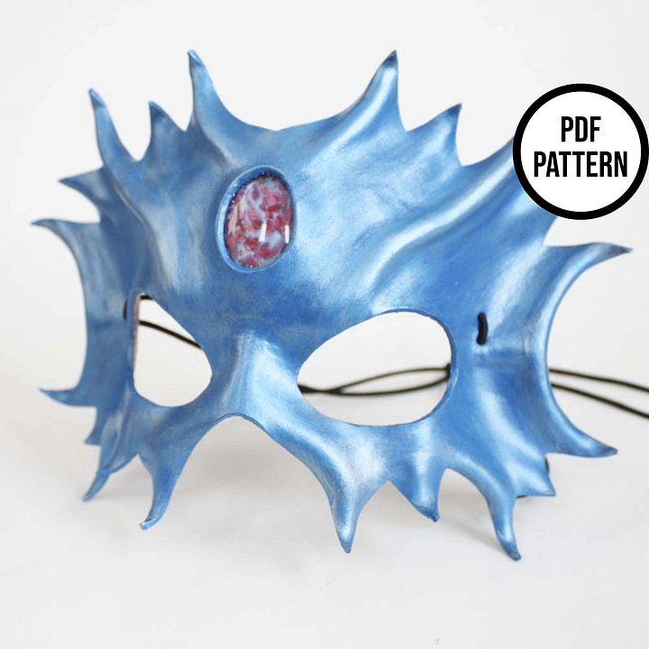 Leather Mask with Cabochon Inlay - PDF Pattern for Leathercraft product image (2)