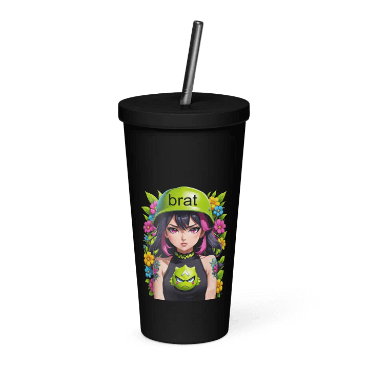 Brat 20 oz Tumbler Cup - Black - Insulated Tumbler with a Straw v6 product image (1)