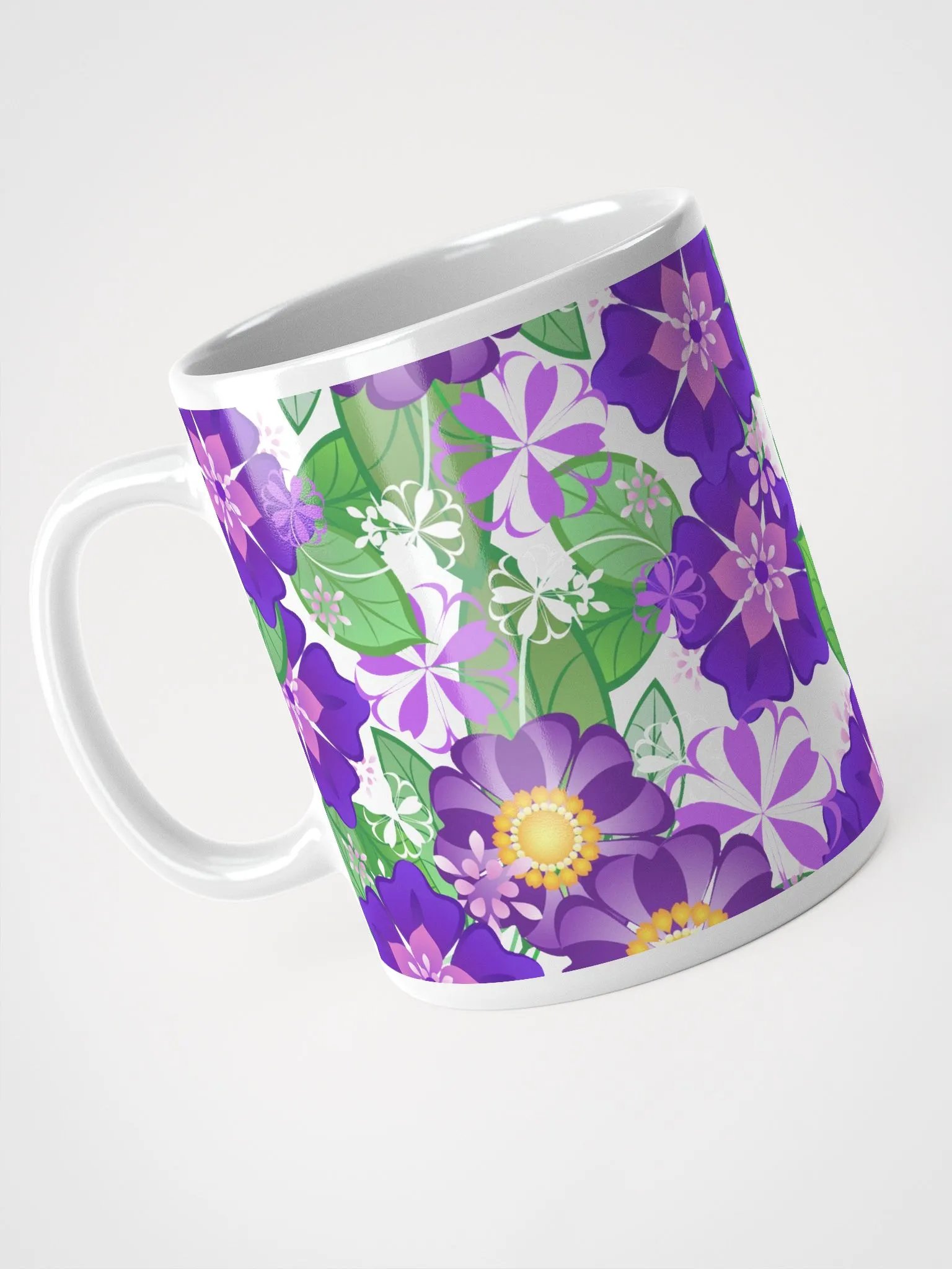 Purple Wildflower Floral Design White Mug product image (8)