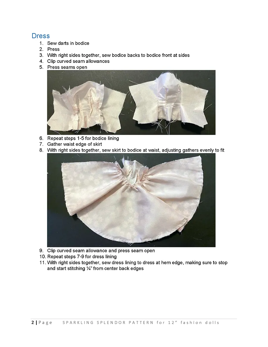 Sparkling Splendor sewing pattern for 12" fashion dolls product image (3)