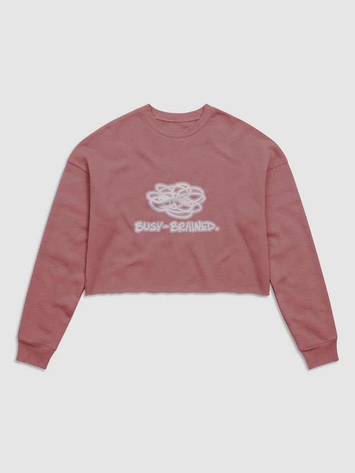 BUSY-BRAINED (lined design, #E1B9CE) Women's Fleece Crop Sweatshirt product image (2)