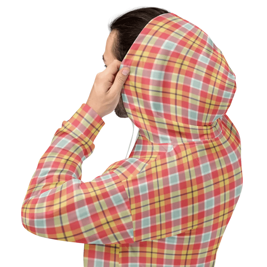 Coral Pink, Yellow, and Mint Green Plaid Hoodie product image (8)