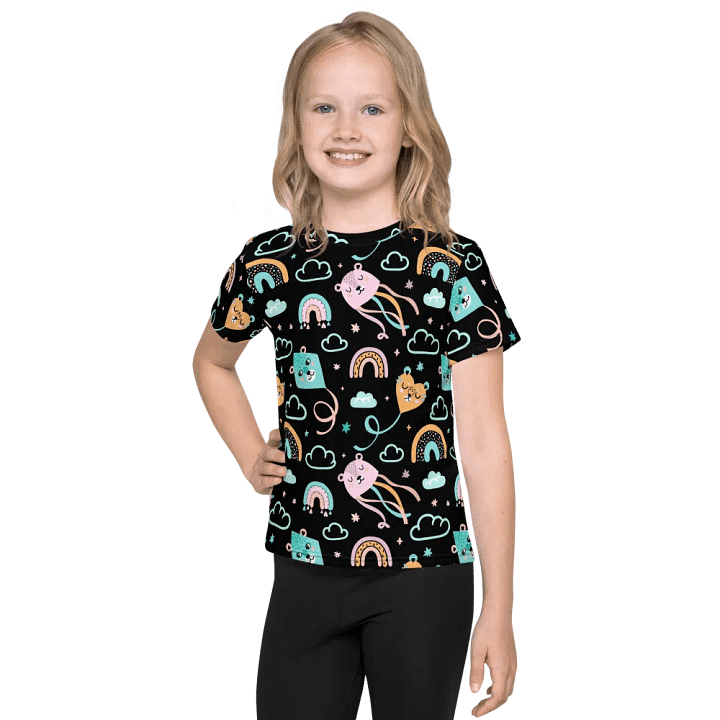Summer Vibe Playful Animal Kite All Over Print Crew Neck T-Shirt For Kids product image (1)